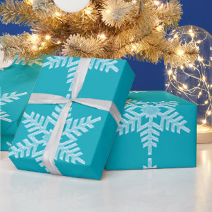 Icy Aqua Teal Frozen Winter Snowflakes Christmas Wrapping Paper