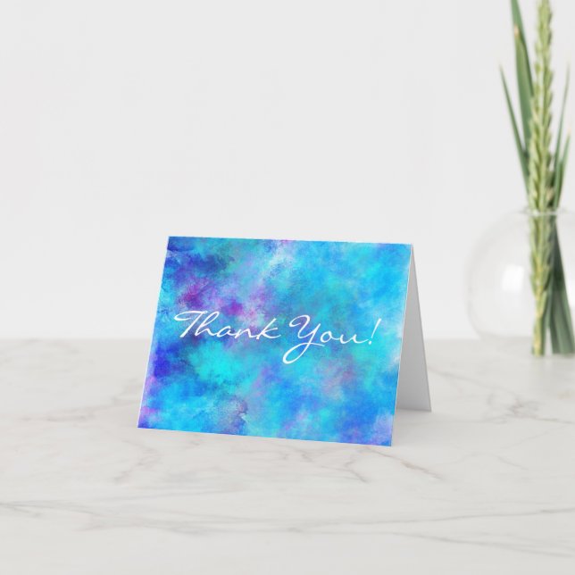 Icy Blue Abstract Design Thank You Card (Front)