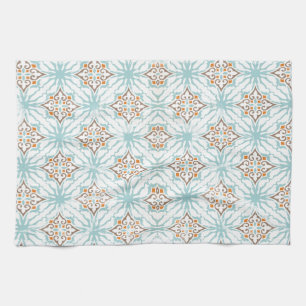Icy Blue and Tan Tea or Kitchen Towel