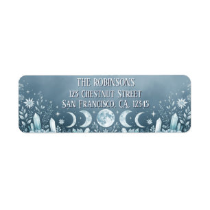 Icy Blue Celestial Moon Phase Return Address