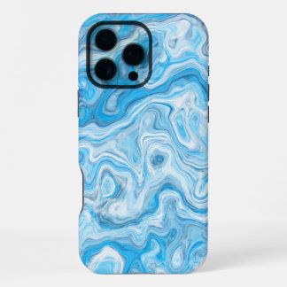 Icy Blue Colourful Abstract Marble Texture Liquid iPhone 16 Pro Max Case
