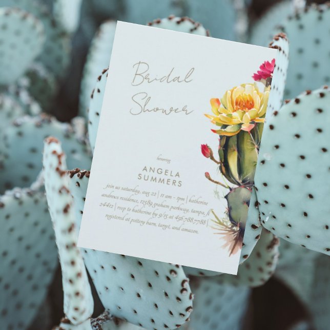 Icy Blue Colourful Cactus Bridal Shower Invitation (Creator Uploaded)