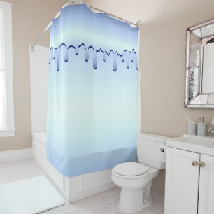 Icy Blue Drip Glam Girly Shower Curtain