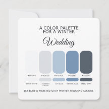 Icy Blue Frosted Grey Winter Wedding Palette Card