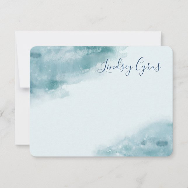 Icy Blue Frosted Watercolor Card (Front)