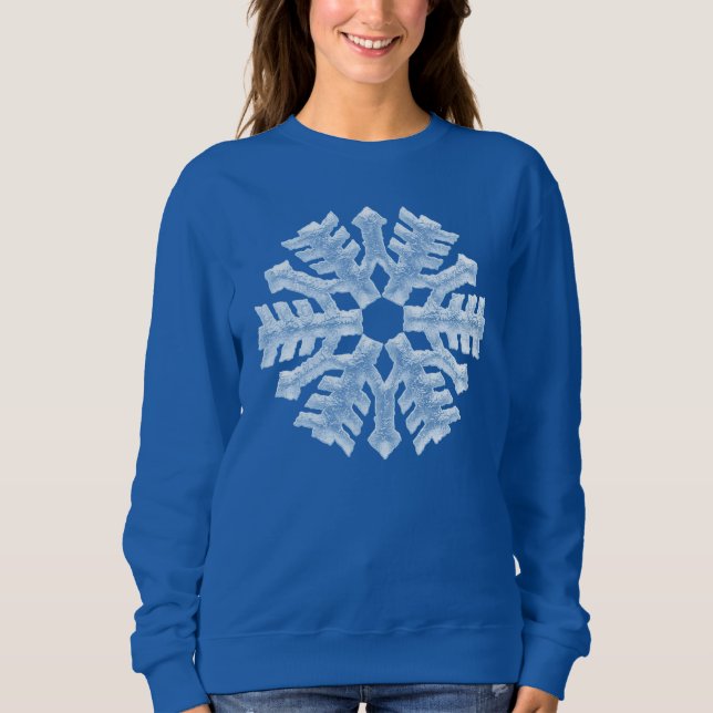 Icy Blue Frozen Snowflake Frosty Winter Christmas Sweatshirt (Front)
