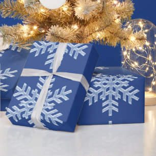 Icy Blue Frozen Snowflakes Frosty Winter Christmas Wrapping Paper