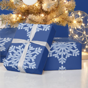 Icy Blue Frozen Winter Frosty Snowflakes Christmas Wrapping Paper