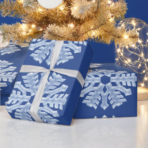 Icy Blue Frozen Winter Frosty Snowflakes Christmas Wrapping Paper