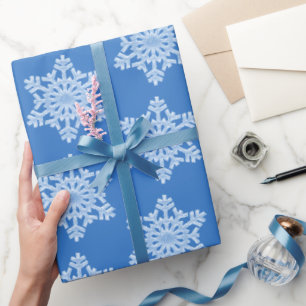 Icy Blue Frozen Winter Frosty Snowflakes Christmas Wrapping Paper