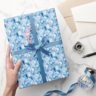 Icy Blue Gemstones Wrapping Paper