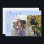 Icy Blue Graduate She Believed Multi Photo Announcement<br><div class="desc">Modern and whimsical graduation announcement photo card featuring 3 photos on the front and 1 on the back. The text says "She believed she could so she did" with twinkling stars. Add the graduate's name,  information,  and message to personalize this card. Icy blue.</div>