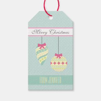 Icy Blue Graphic Polkadotted Christmas Ornaments Gift Tags