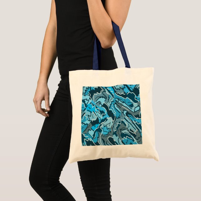 Icy Blue Marbled Abstract  Tote Bag (Front (Product))