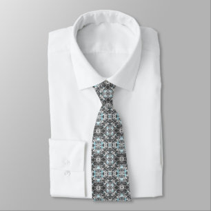 Icy Blue on Grey Patterned Tie