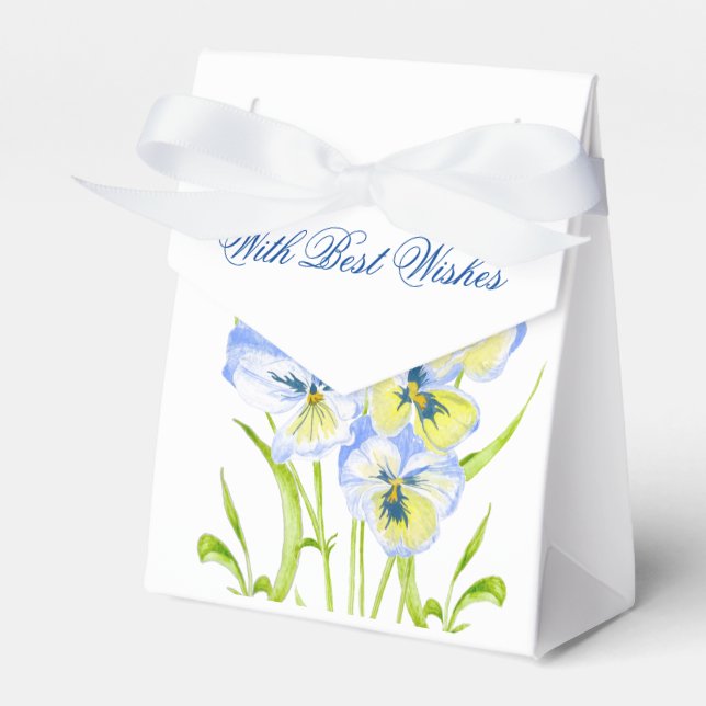Icy Blue Pansies on a Favour Box (Front Side)