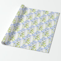 Icy Blue Pansies on Wrapping Paper