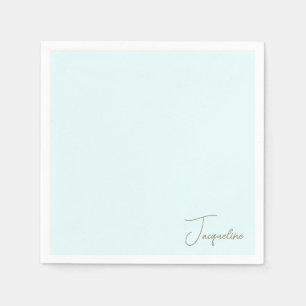 Icy Blue Personalised Script Name Shower Cocktail Napkin