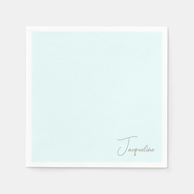 Icy Blue Personalised Script Name Shower Cocktail Napkin (Front)