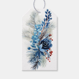 Icy Blue Pine, Blue Sprigs, Blue Flower Gift Tags