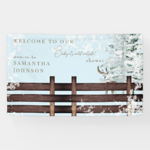 Icy Blue Rustic Baby it's Cold Outside Welcome Banner