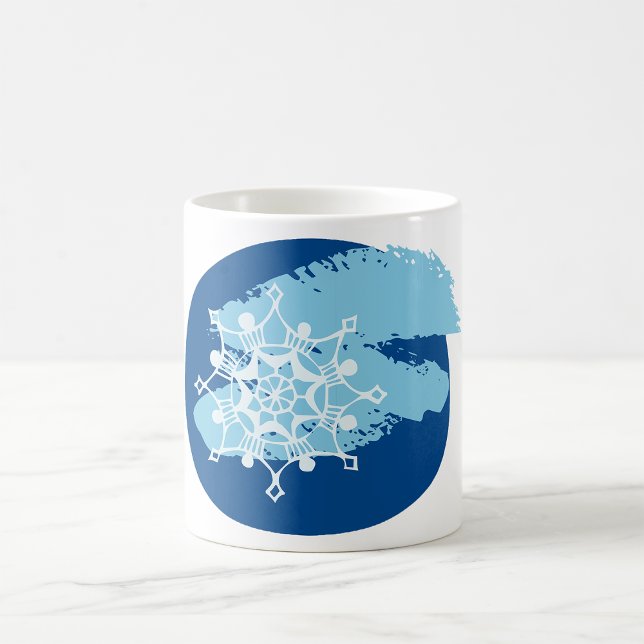 Icy Blue Snowflake Abstract Winter Circle Coffee Mug (Creator Uploaded)