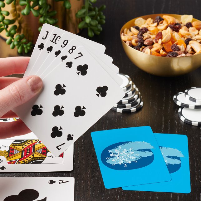 Icy Blue Snowflake Abstract Winter Circle Playing Cards (Creator Uploaded)