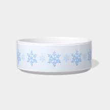 Icy Blue Snowflake Ceramic Pet Bowl