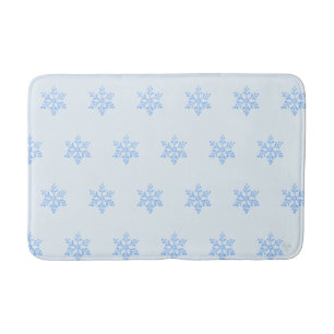 Icy Blue Snowflake Pattern Airbrush Style Art Bath Mat