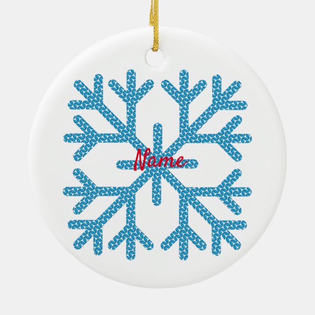 Icy Blue Snowflake Thunder_Cove Ceramic Tree Decoration (Back)