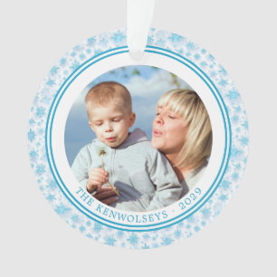 Icy Blue Snowflakes Family Christmas 2 Sided Ornament