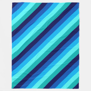 Icy Blue Teal Stripes Large Fleece Blanket