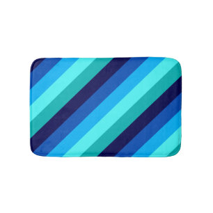 Icy Blue Teal Stripes Small Bath Mat