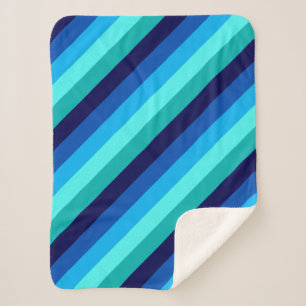 Icy Blue Teal Stripes Small Sherpa Blanket