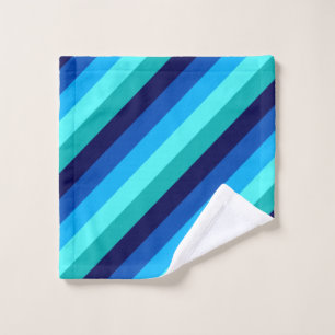 Icy Blue Teal Stripes Washcloth Wash Cloth