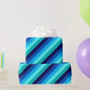 Icy Blue Teal Stripes Wrapping Paper