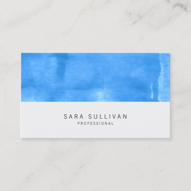 Icy Blue Watercolor Top Professional Business Card (Front)