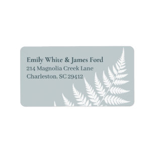 Icy Blue White Fern Couple Address Label