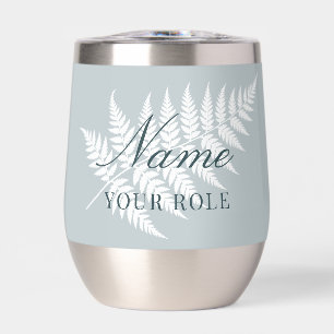 Icy Blue White Fern Custom Name & Role Silver
