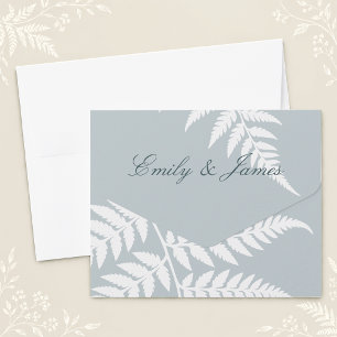 Icy Blue White Fern Elegant Wedding All In One Invitation