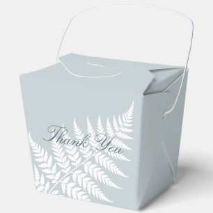 Icy Blue White Fern Large Thank You Favour Box