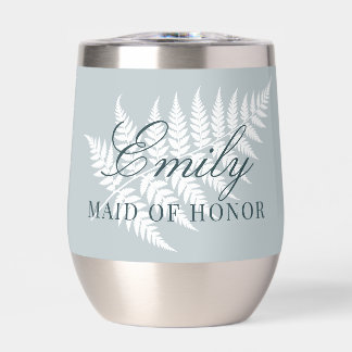 Icy Blue White Fern Maid of Honour Silver
