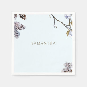 Icy Blue Winter Personalised Shower Cocktail Napkin