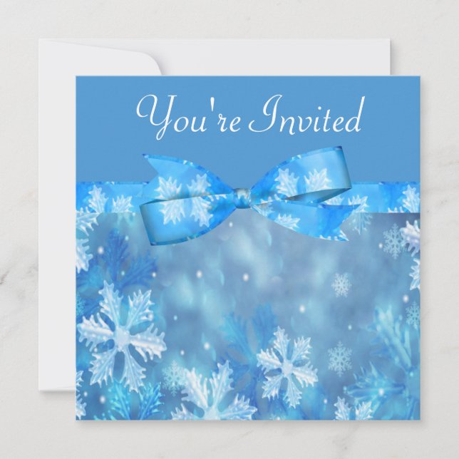 Icy Blue Winter Wonderland Wedding Invitation (Front)