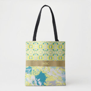 Icy Blues and Greys Paint Splash Tote Bag
