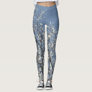 Icy Branches in Winter Blue Sky Leggings