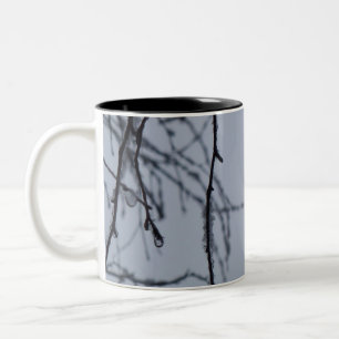 Icy Branches Winter Nature Photography Two-Tone Coffee Mug