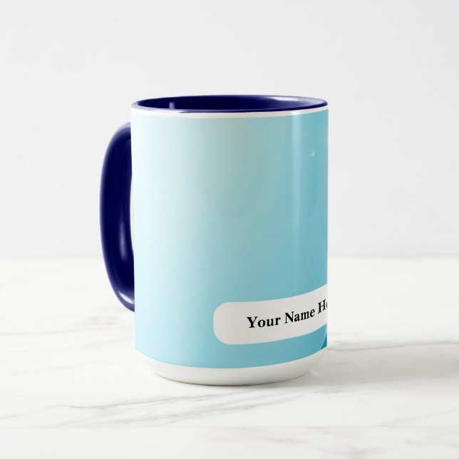 Icy Cyan Titanium Sparkle Burst Mug (Front Left)