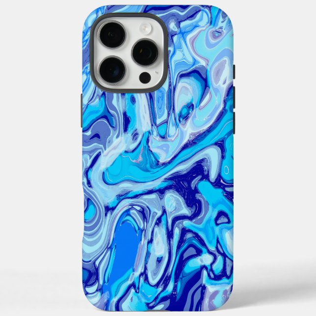 Icy Deep Sea Blue Colourful Abstract Marble Liquid Case-Mate iPhone Case (Back)
