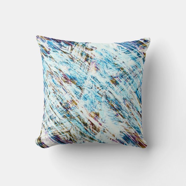 Icy Distressed Winter Striped Cushion (Front)